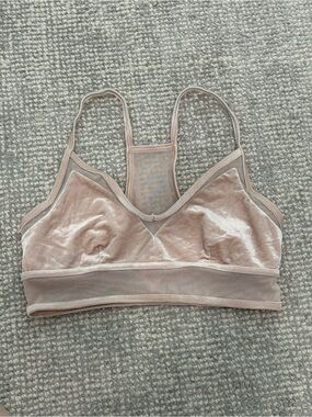 ALO Yoga Velvet Mesh Sports Bar in Blush Pink